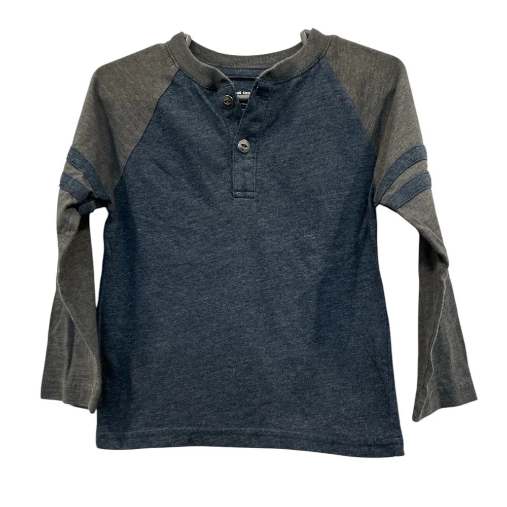 The Children's Place Long Sleeve Blue and Gray Henley Tee